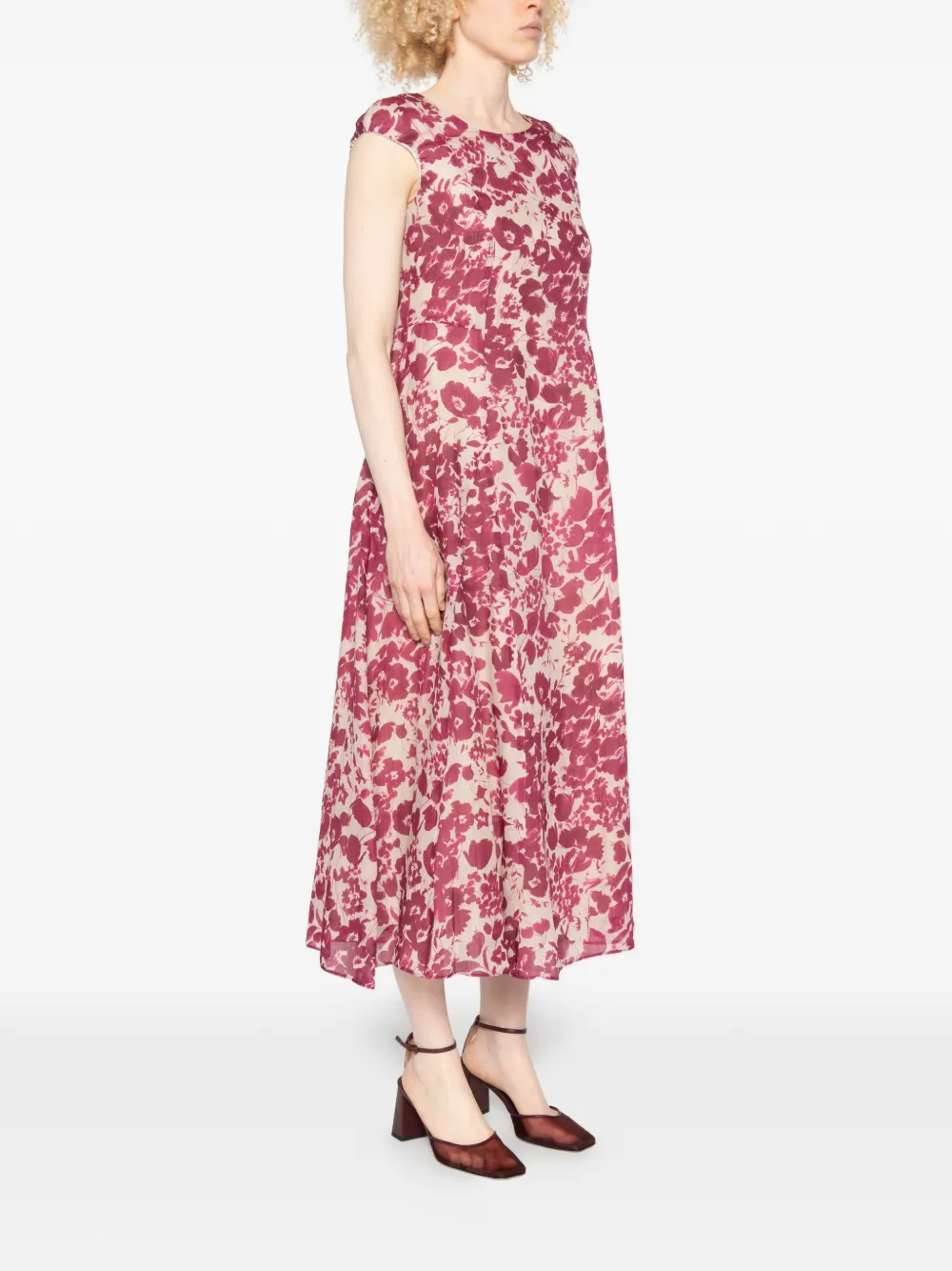 'S Max Mara Peonie maxi-jurk met bloemenprint en A-lijn Roze