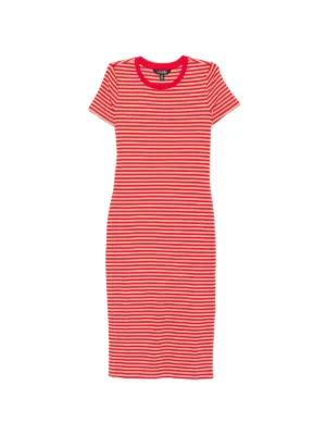 tommy hilfiger red dress Tommy Hilfiger Stripe Midi Shirt Dress Red