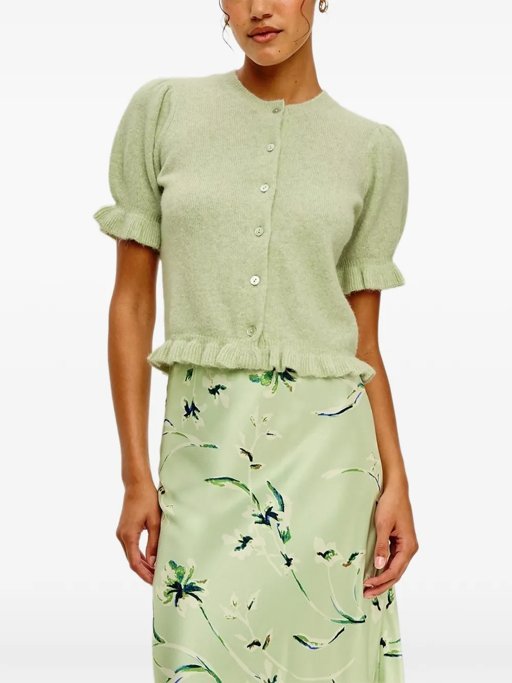 Rails Lora ruffled-sleeve cardigan - Verde