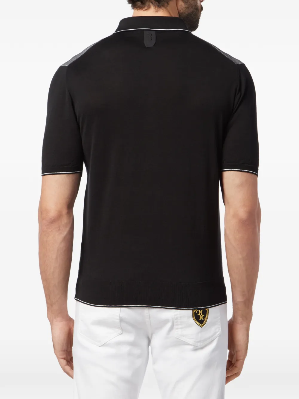 Billionaire Gebreid poloshirt met geborduurd wapenschild Zwart