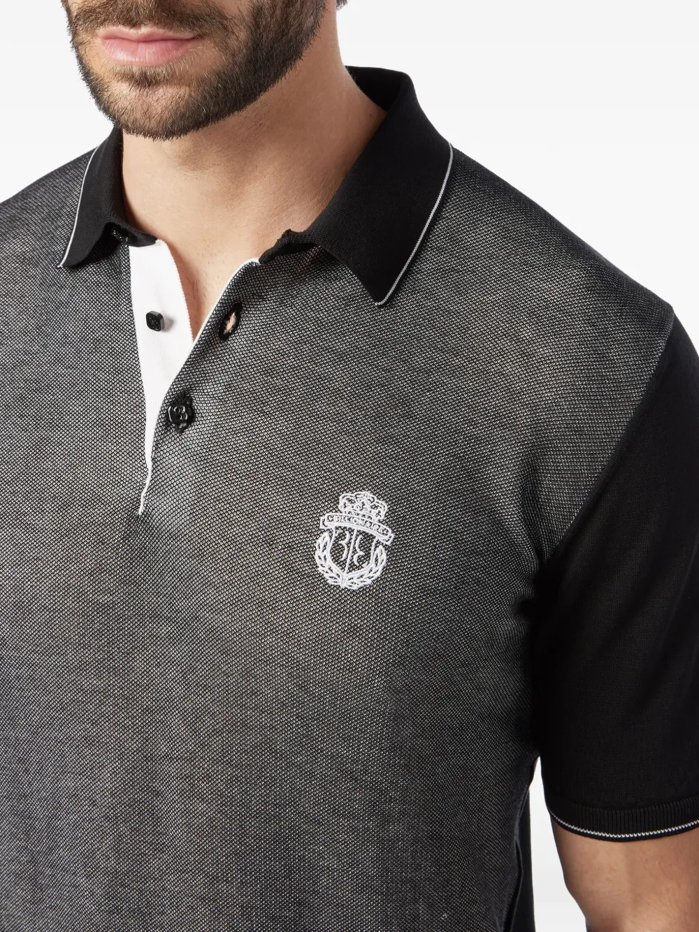 Billionaire Gebreid poloshirt met geborduurd wapenschild Zwart