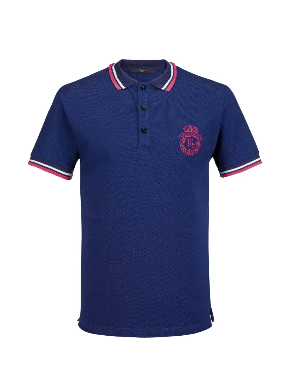 Billionaire embroidered crest striped polo shirt - Blu