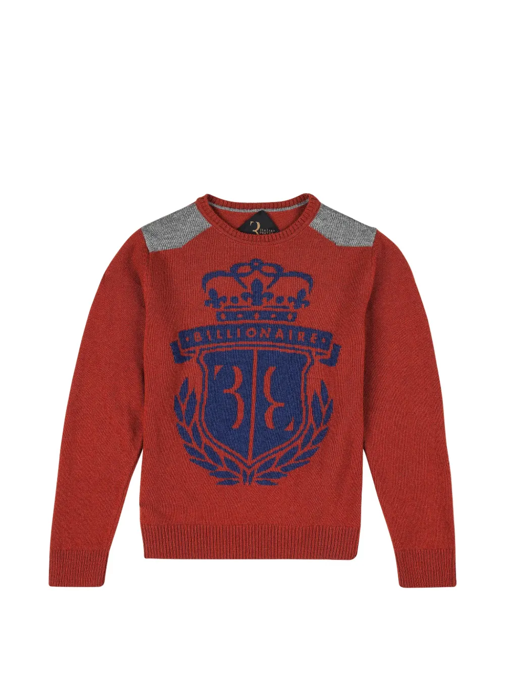 Billionaire Kids logo-crest crew-neck sweater - Rosso