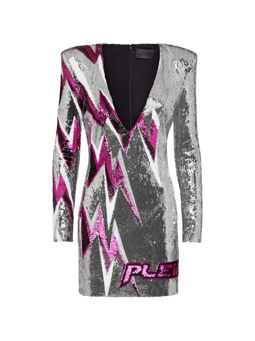 Philipp Plein sequin V-neck mini dress - Argento