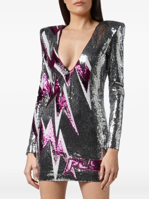 philipp plein silver dress Short Dress Thunder