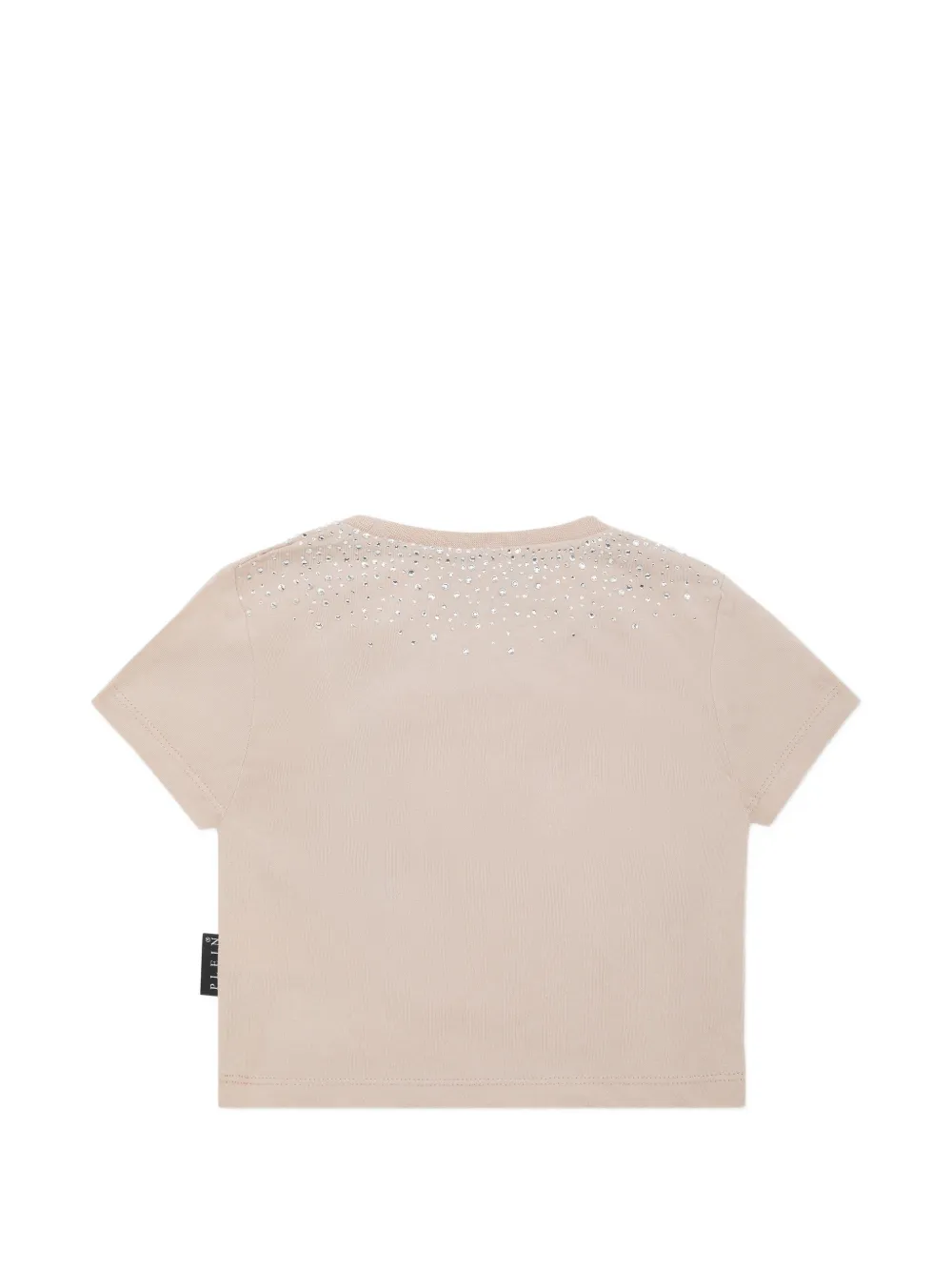 Philipp Plein Junior Strass Hexagon cropped T-shirt Beige