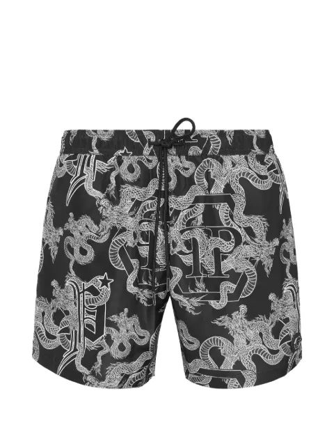 Philipp Plein dragon hexagon printed swim shorts