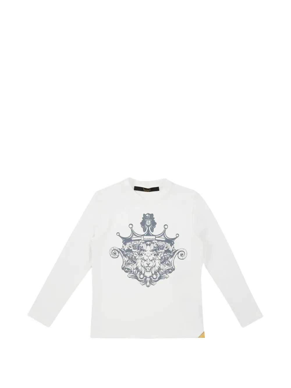 Billionaire Kids Bevis crest-print long-sleeve T-shirt - Bianco