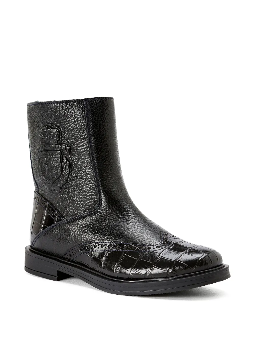 Billionaire Kids printed leather boots - Schwarz