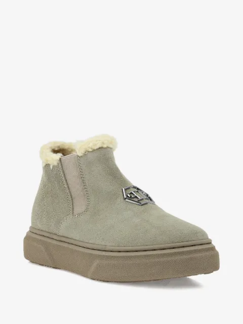 Philipp Plein Junior faux shearling-trim ankle boots