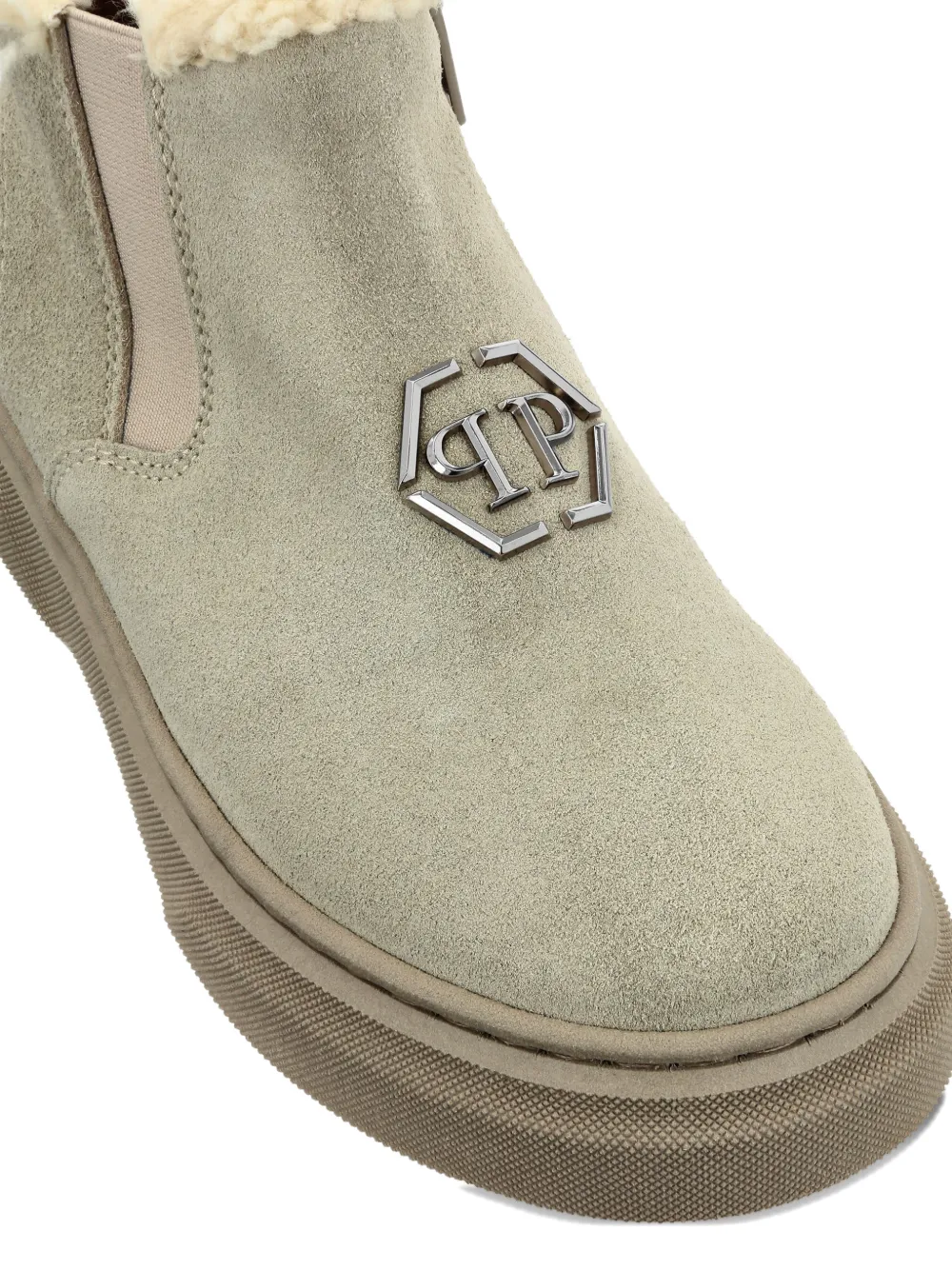 Philipp Plein Junior Lammy enkellaarzen Beige