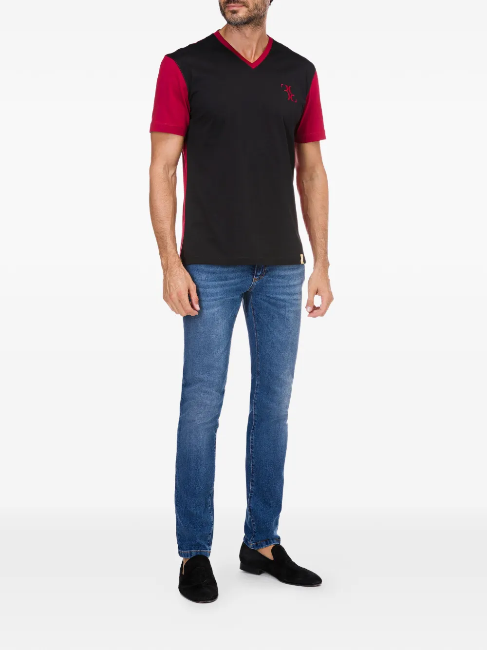 Billionaire T-shirt met V-hals en logodetail Zwart