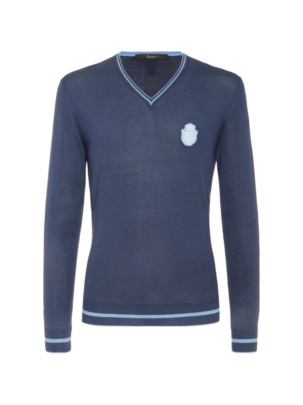 Billionaire 크레스트 V넥 자수 스웨터 | 블루 | Image 1