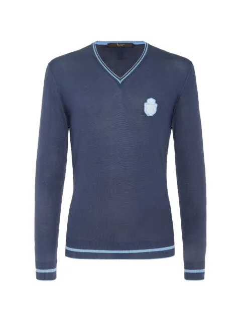 Billionaire embroidered crest V-neck sweater