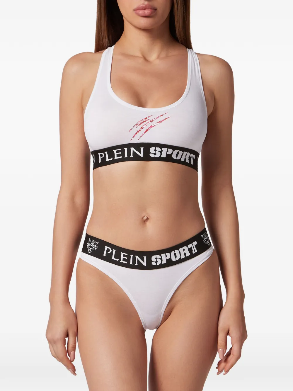 Plein Sport Set met logoband en krassen-print Wit