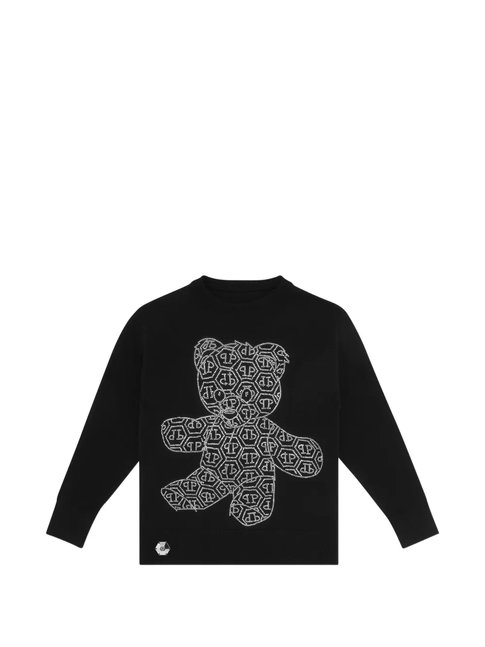 Philipp Plein Junior tedyy bear-embellishment crewneck cotton sweatshirt - Nero
