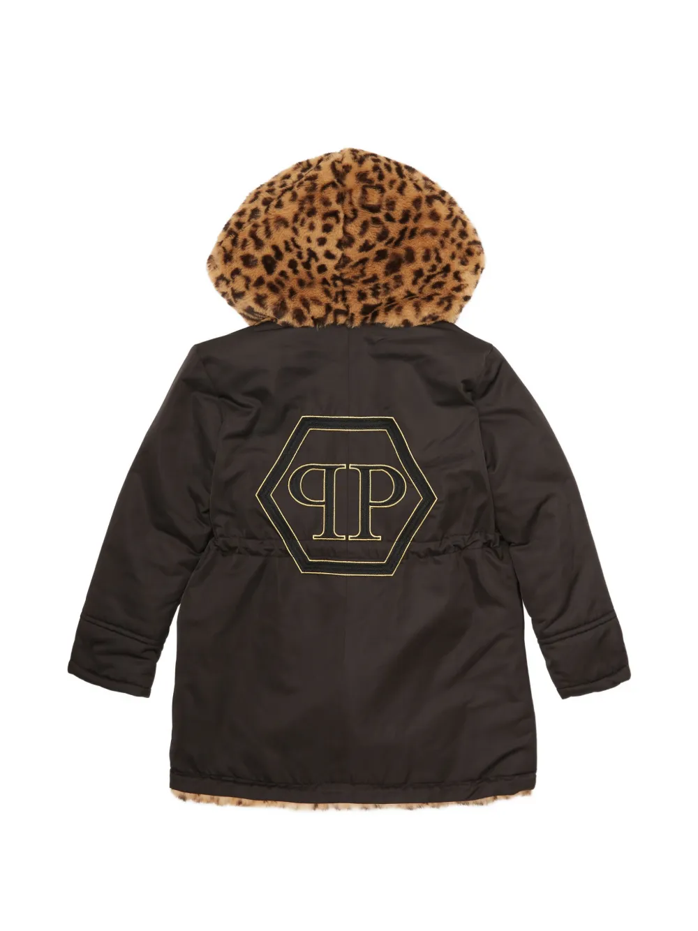 Philipp Plein Junior Jas met luipaardprint en afwerking van imitatiebont Bruin