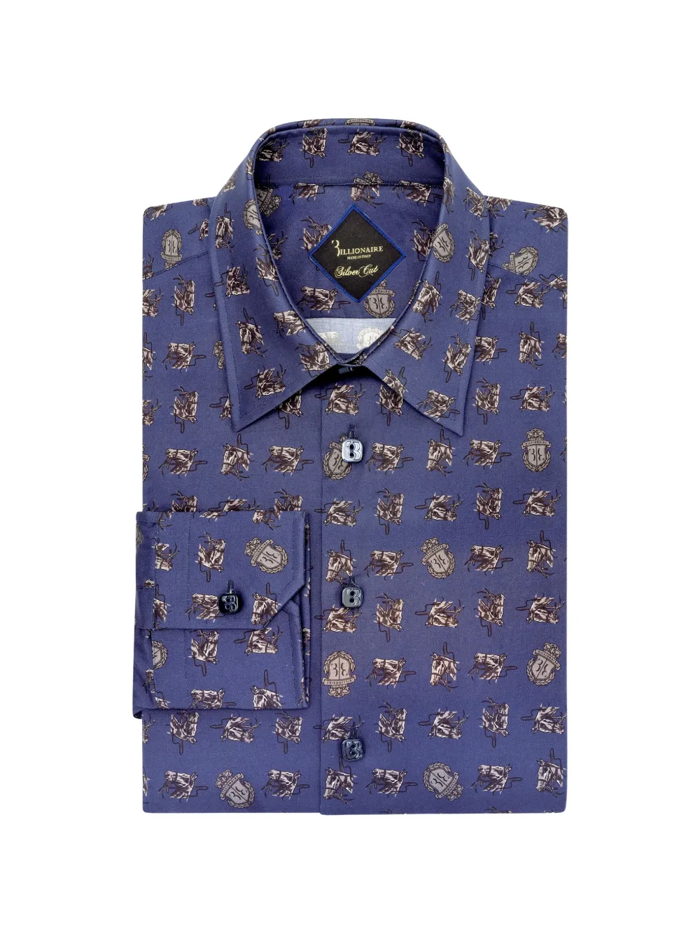 Billionaire Slim-fit overhemd met print Blauw