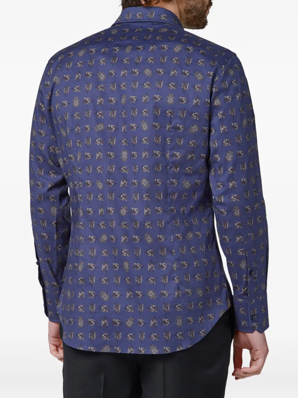 Billionaire Slim-fit overhemd met print Blauw