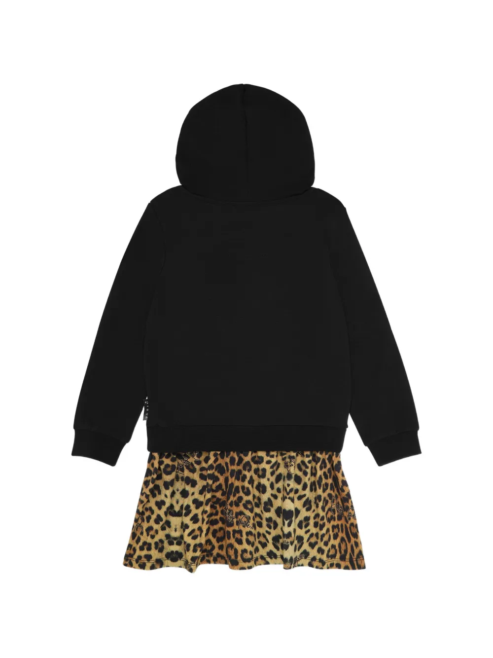 Philipp Plein Junior Jurk met luipaard-print en capuchon Zwart
