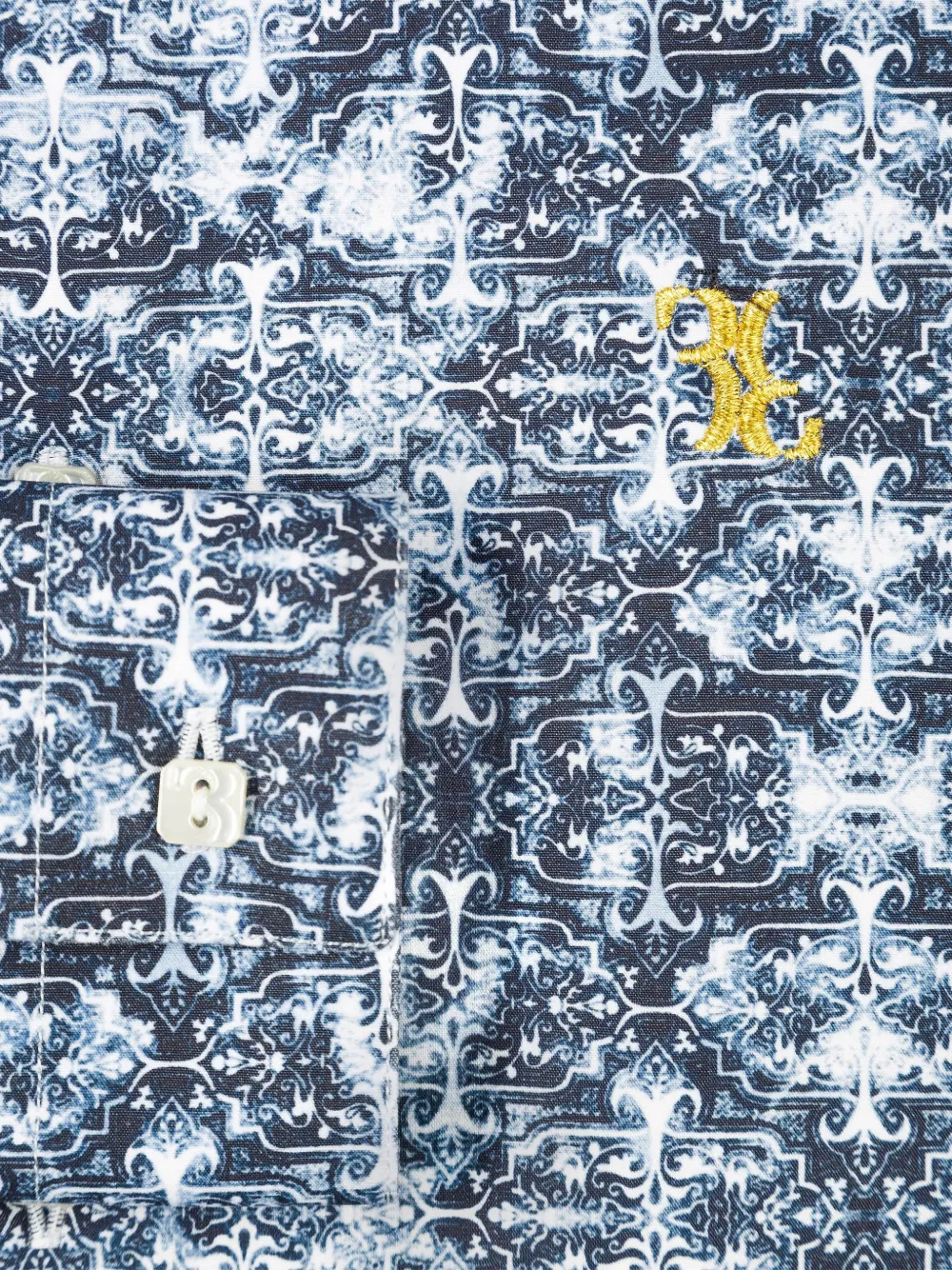 Billionaire Kids Davide katoenen overhemd met geborduurd logo en print Blauw