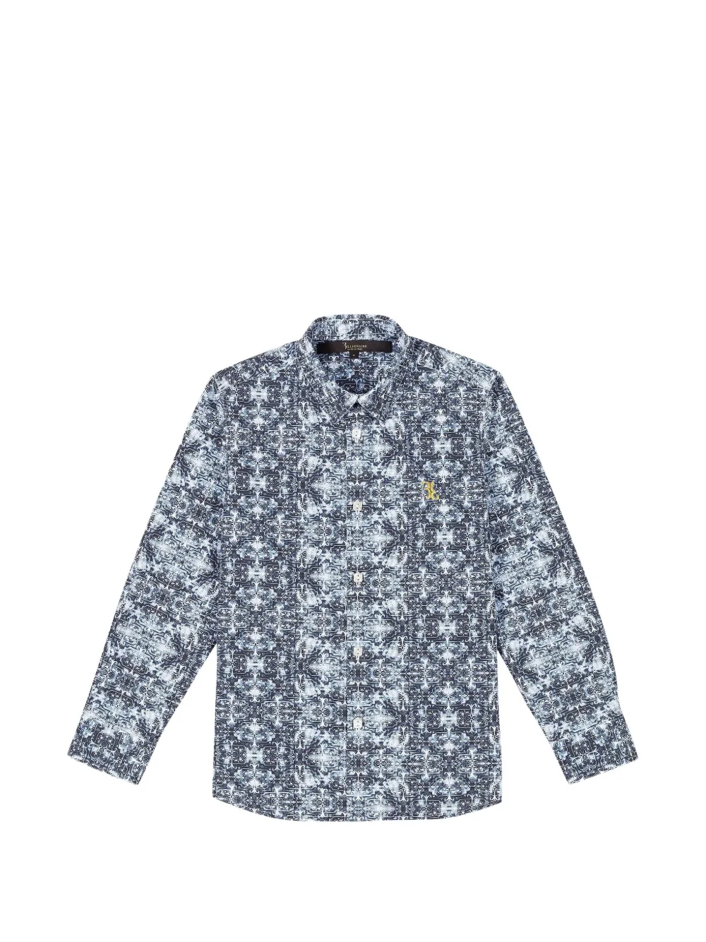 Billionaire Kids Davide all-over print embroidered-logo cotton shirt - Blau