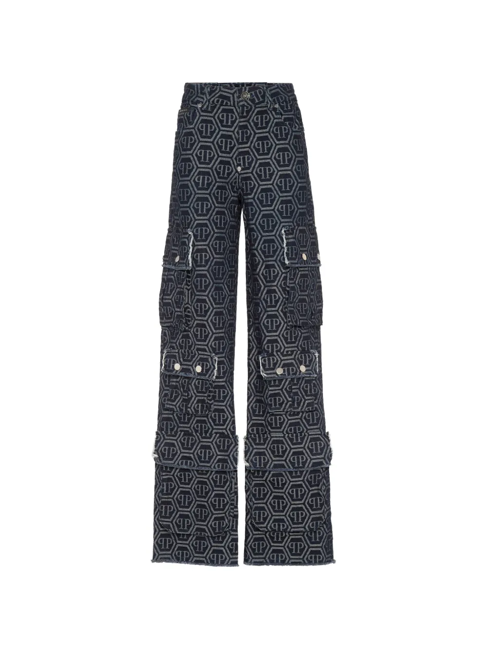 Philipp Plein monogram cargo-pockets jeans - Blu