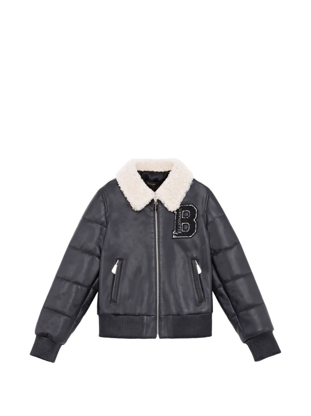 Billionaire Kids leather bomber jacket - Nero
