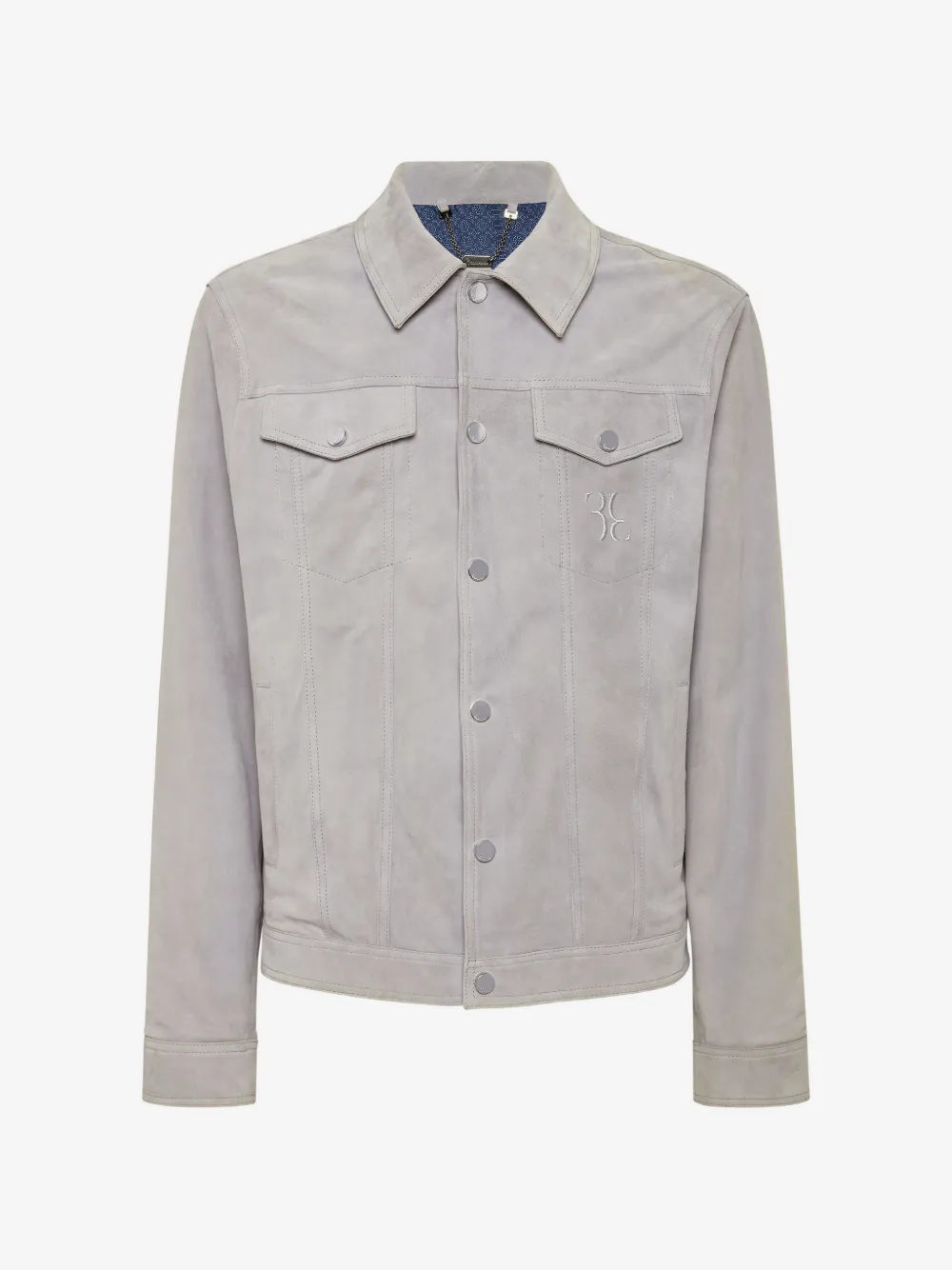 Billionaire buttoned leather jacket | Grey | Image 1