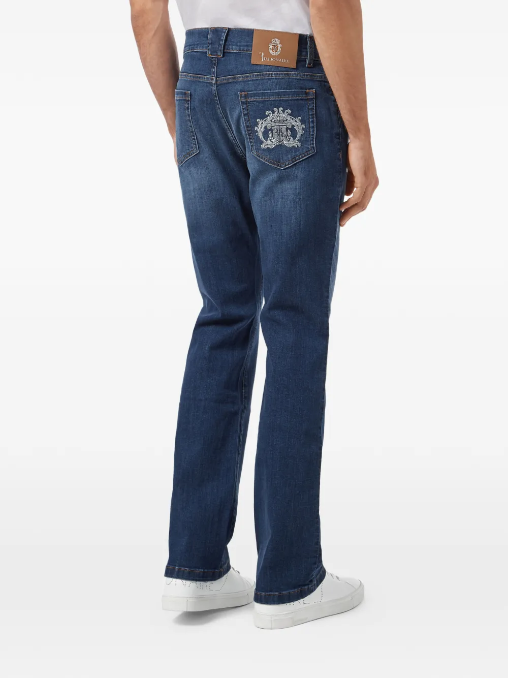 Billionaire Jeans met geborduurd logo Blauw