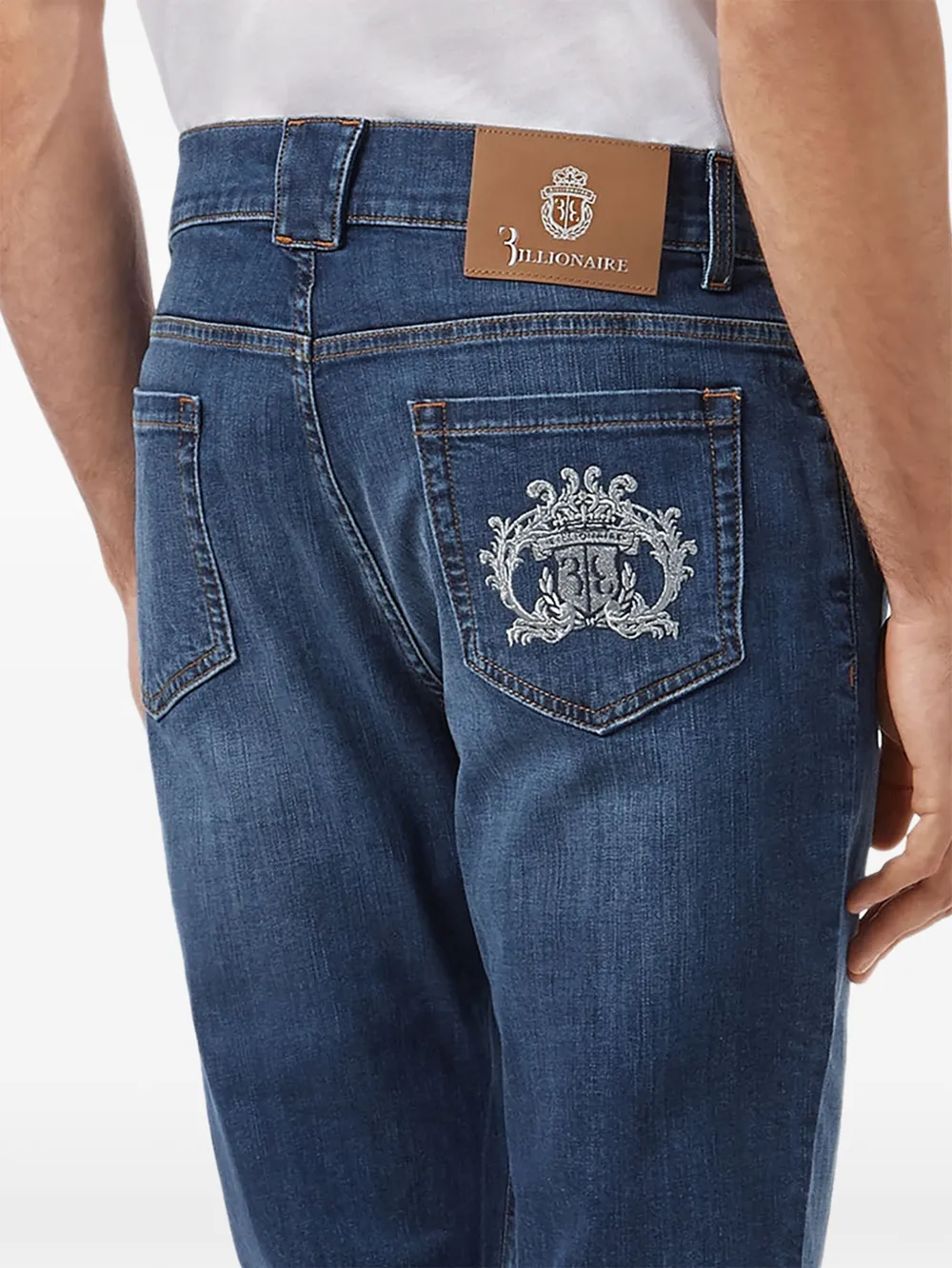 Billionaire Jeans met geborduurd logo Blauw