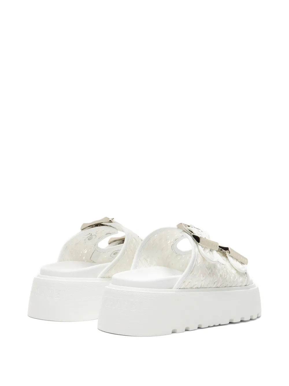 Casadei Birki woven buckle slides Wit