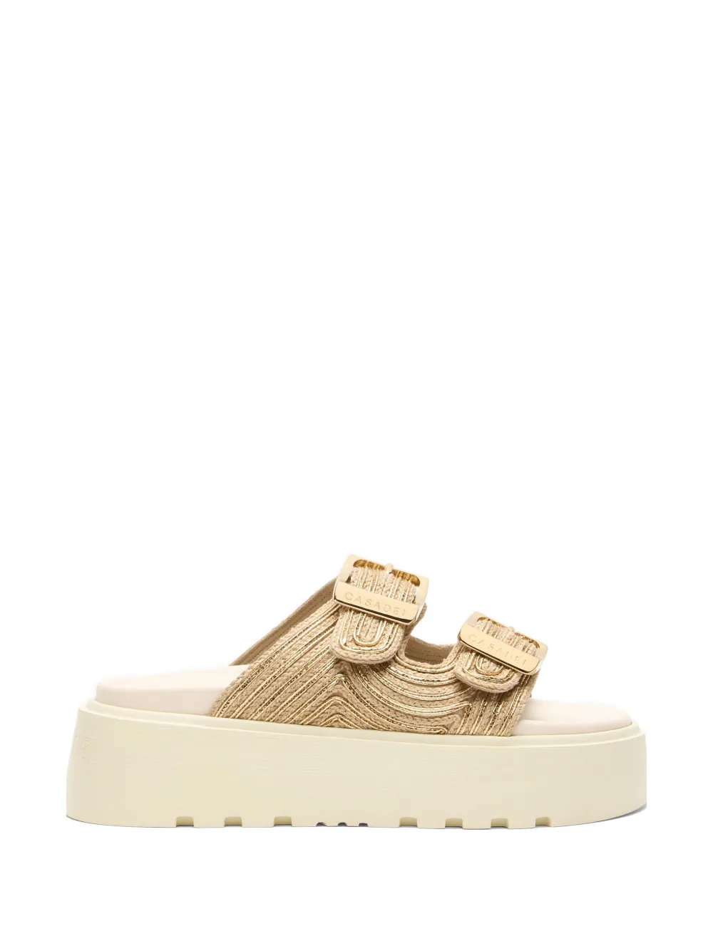 Casadei Thaiti Birki buckle slides Goud