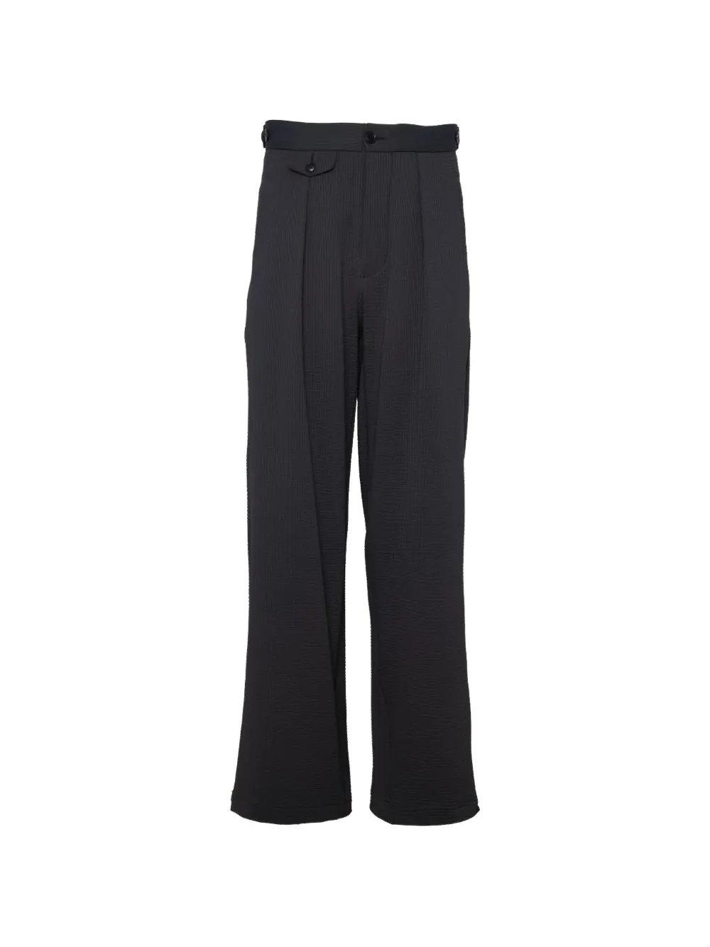 Emporio Armani seersucker-textured pleated trousers - Nero