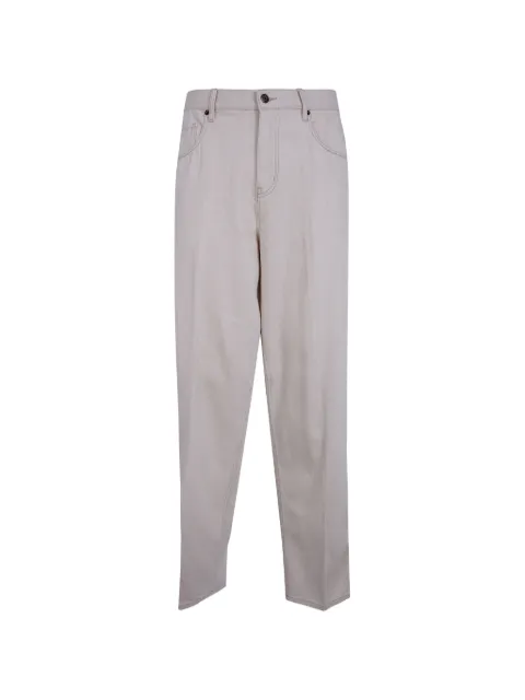 Emporio Armani pressed-crease logo-patch jeans