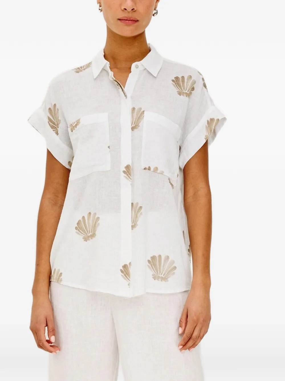 Rails Cito shell-print pocket shirt - Weiß
