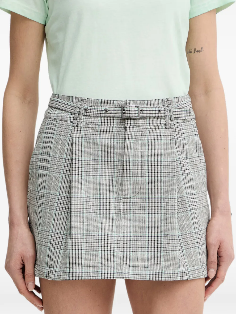 GUESS USA Geruite mini-rok met ceintuur Grijs