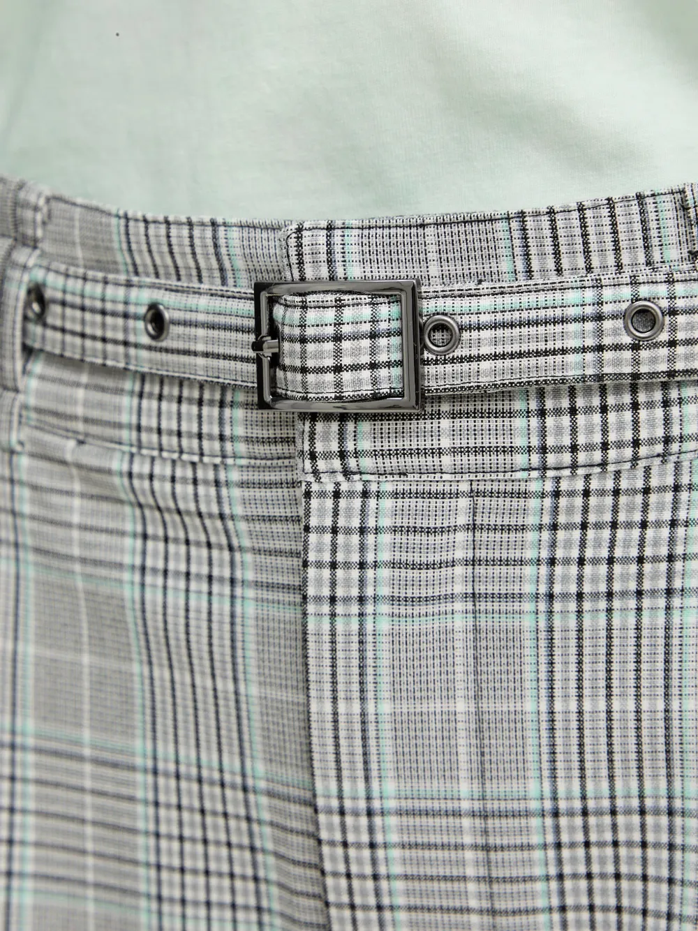 GUESS USA Geruite mini-rok met ceintuur Grijs