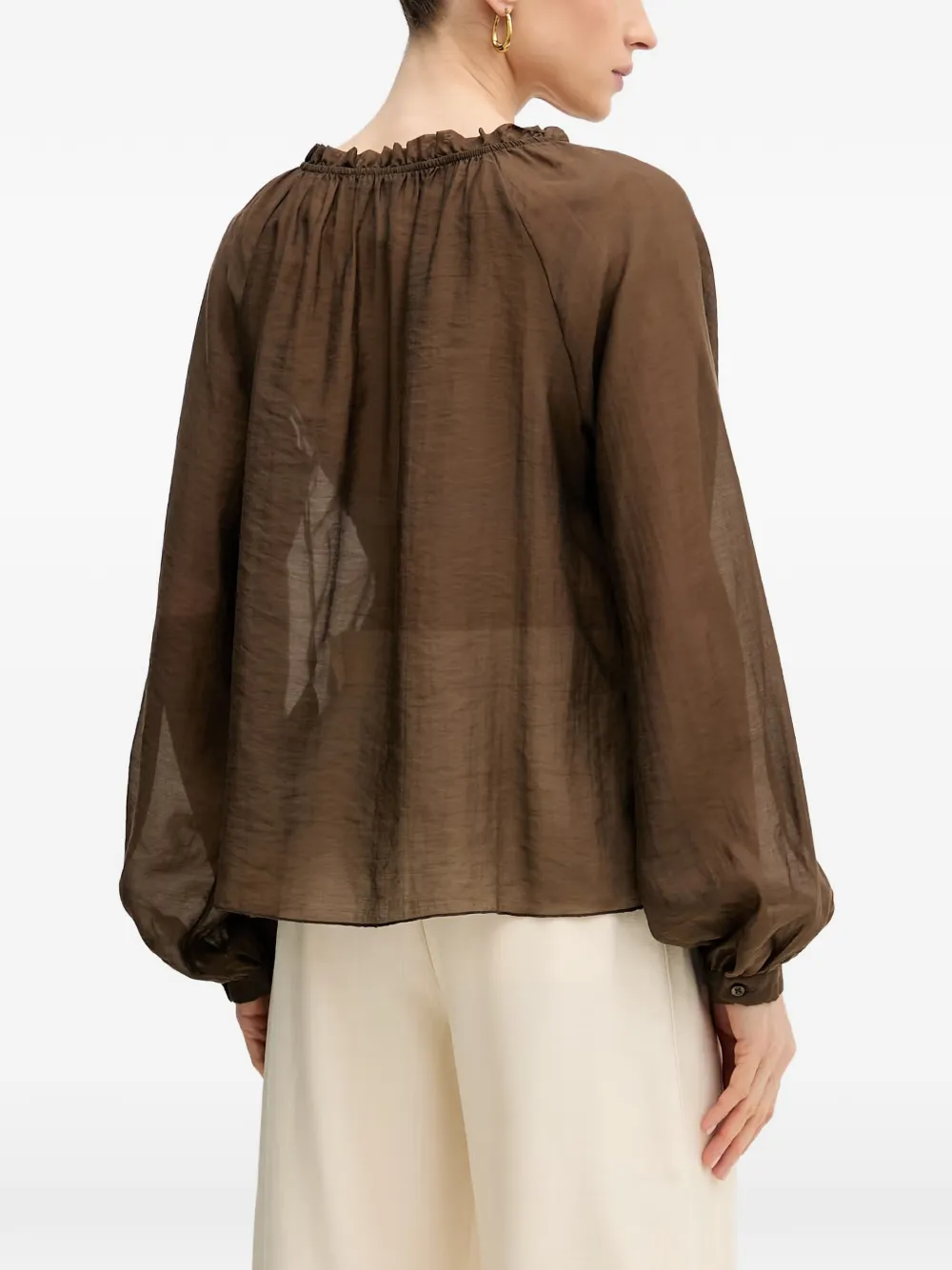 GUESS USA Blouse met ruches Bruin