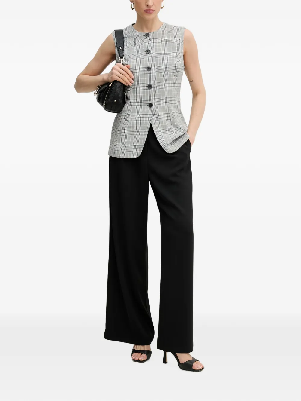 GUESS USA Carla geruite button-up top Grijs