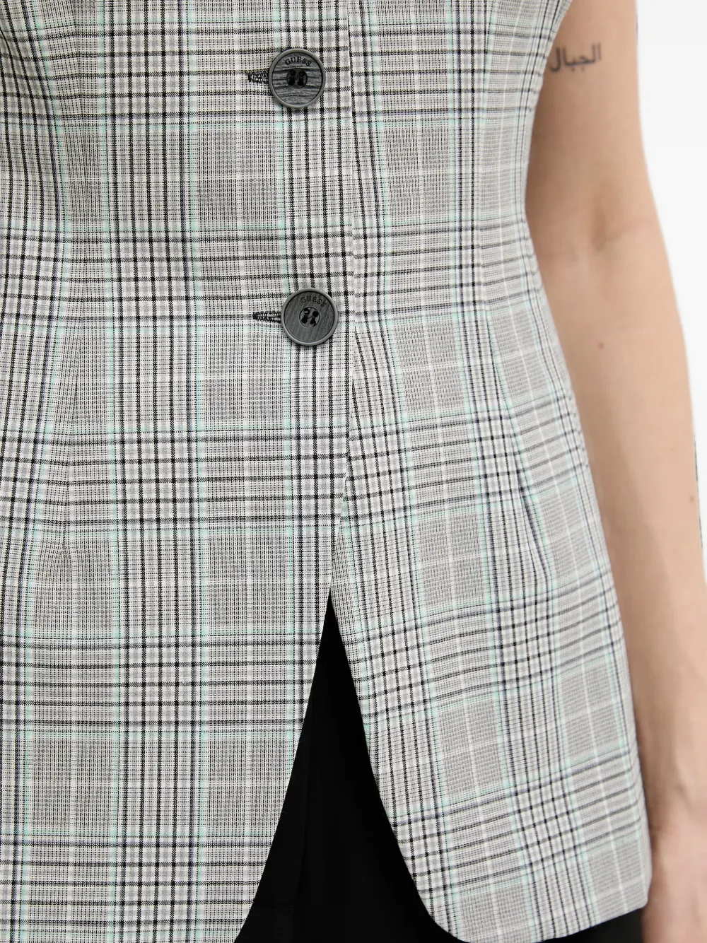 GUESS USA Carla geruite button-up top Grijs
