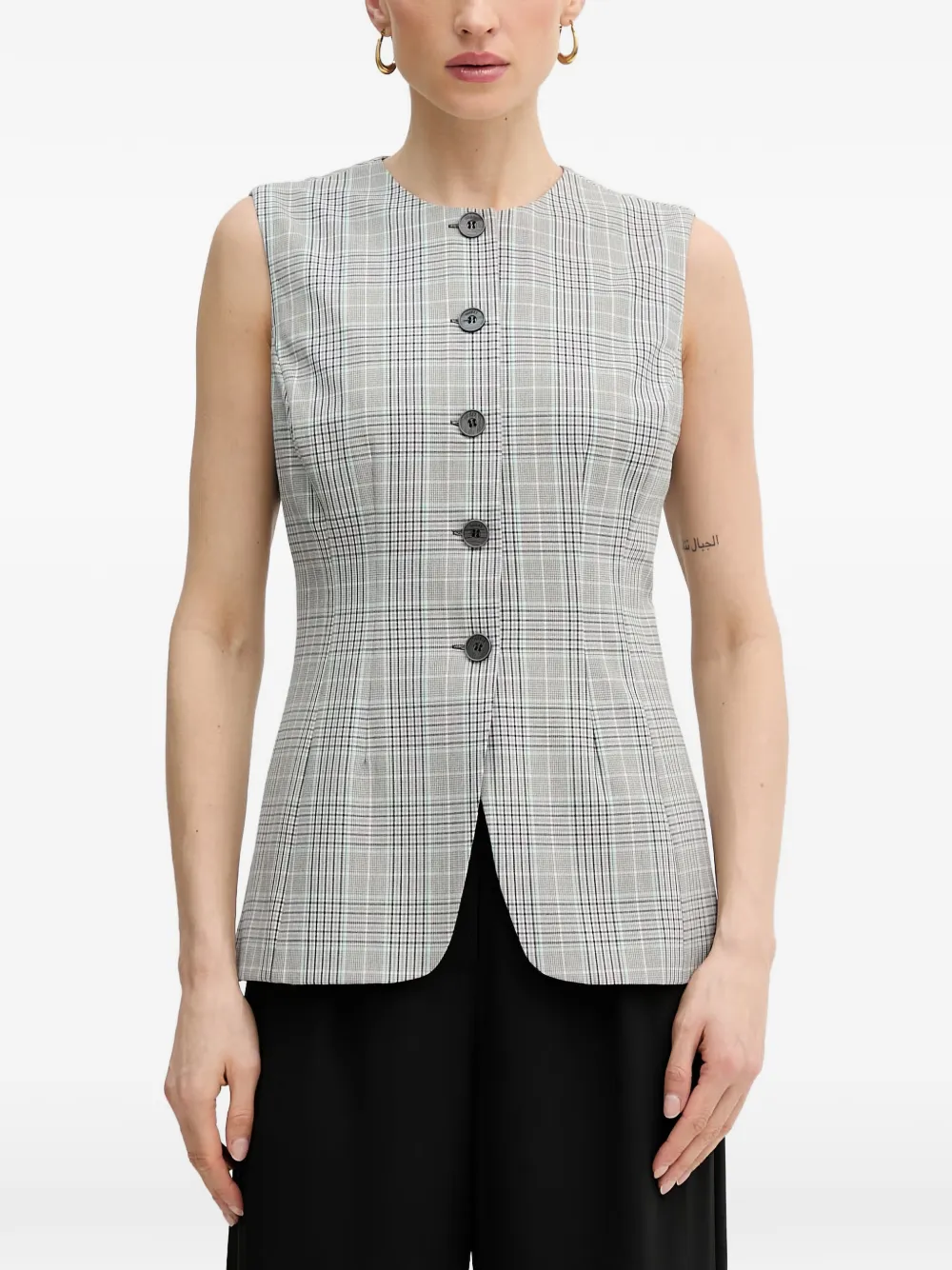 GUESS USA Carla check-pattern button-up top - Grigio