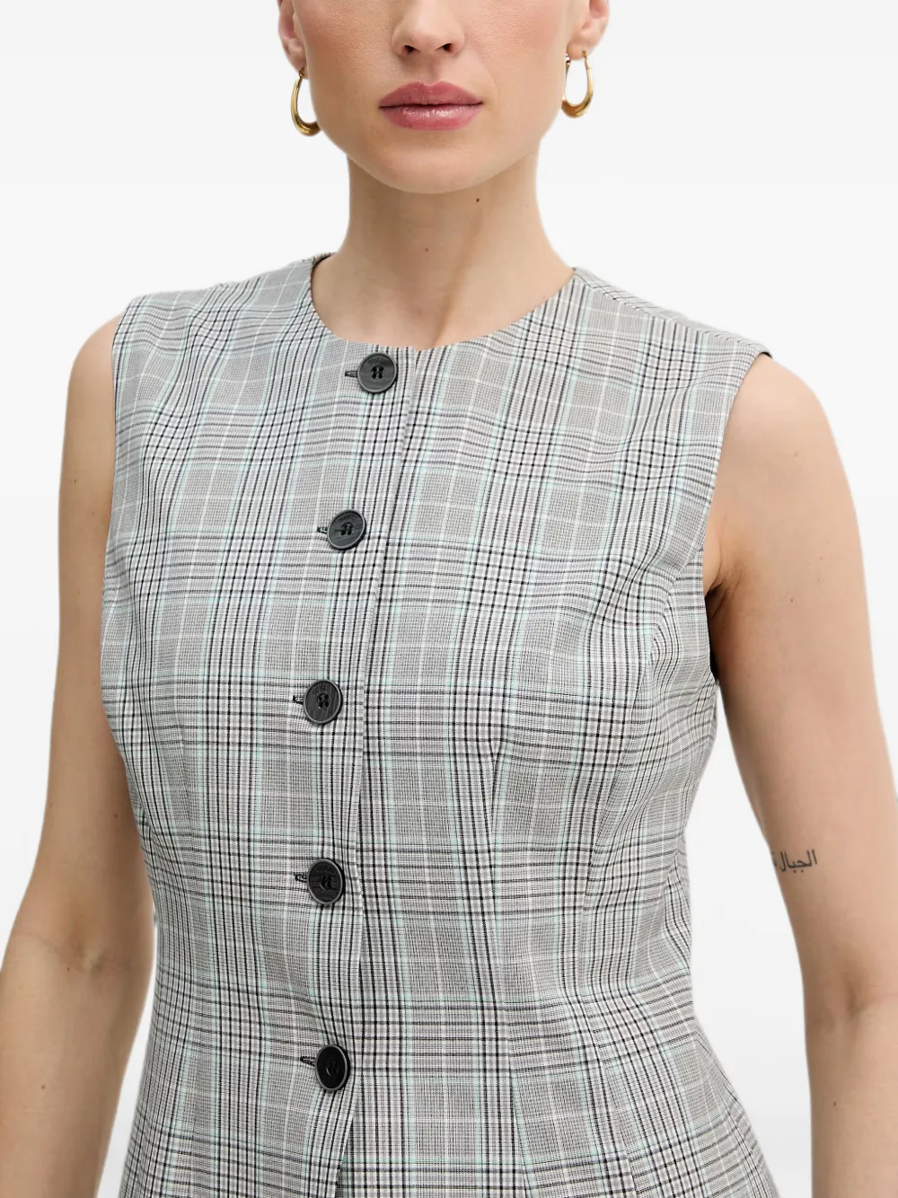 GUESS USA Carla geruite button-up top Grijs