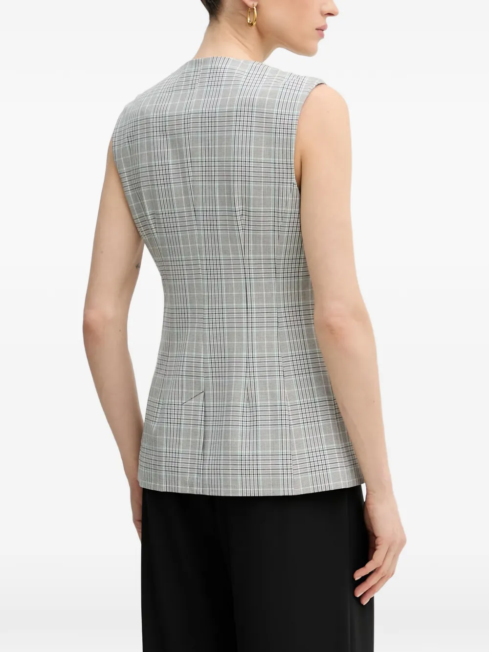 GUESS USA Carla geruite button-up top Grijs