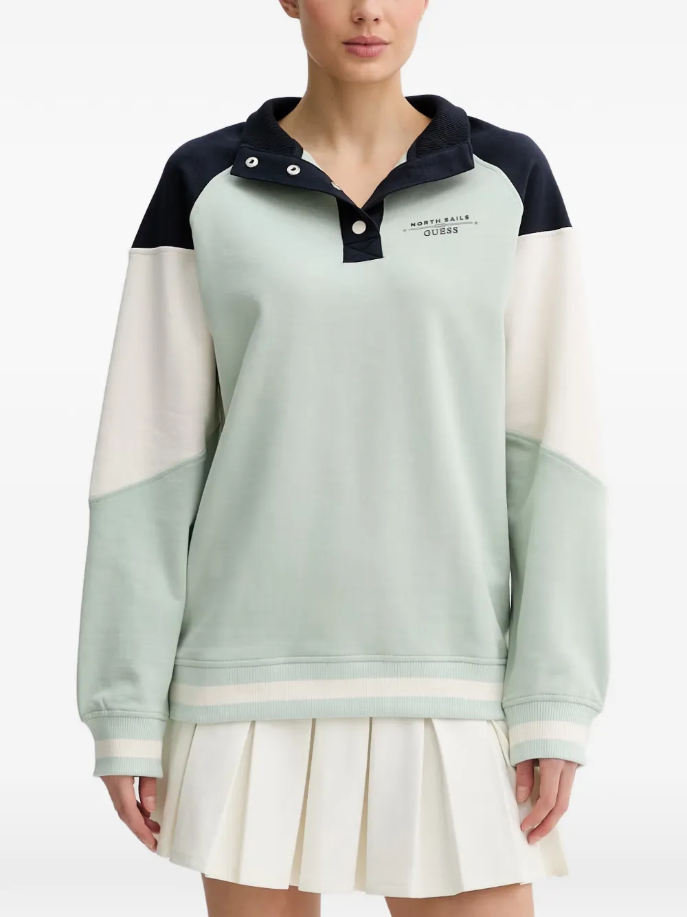 GUESS USA colour-block raglan-sleeve sweatshirt - Verde