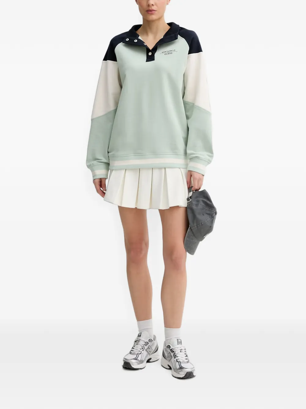 GUESS USA T-shirt met colourblocking en raglan mouwen Groen