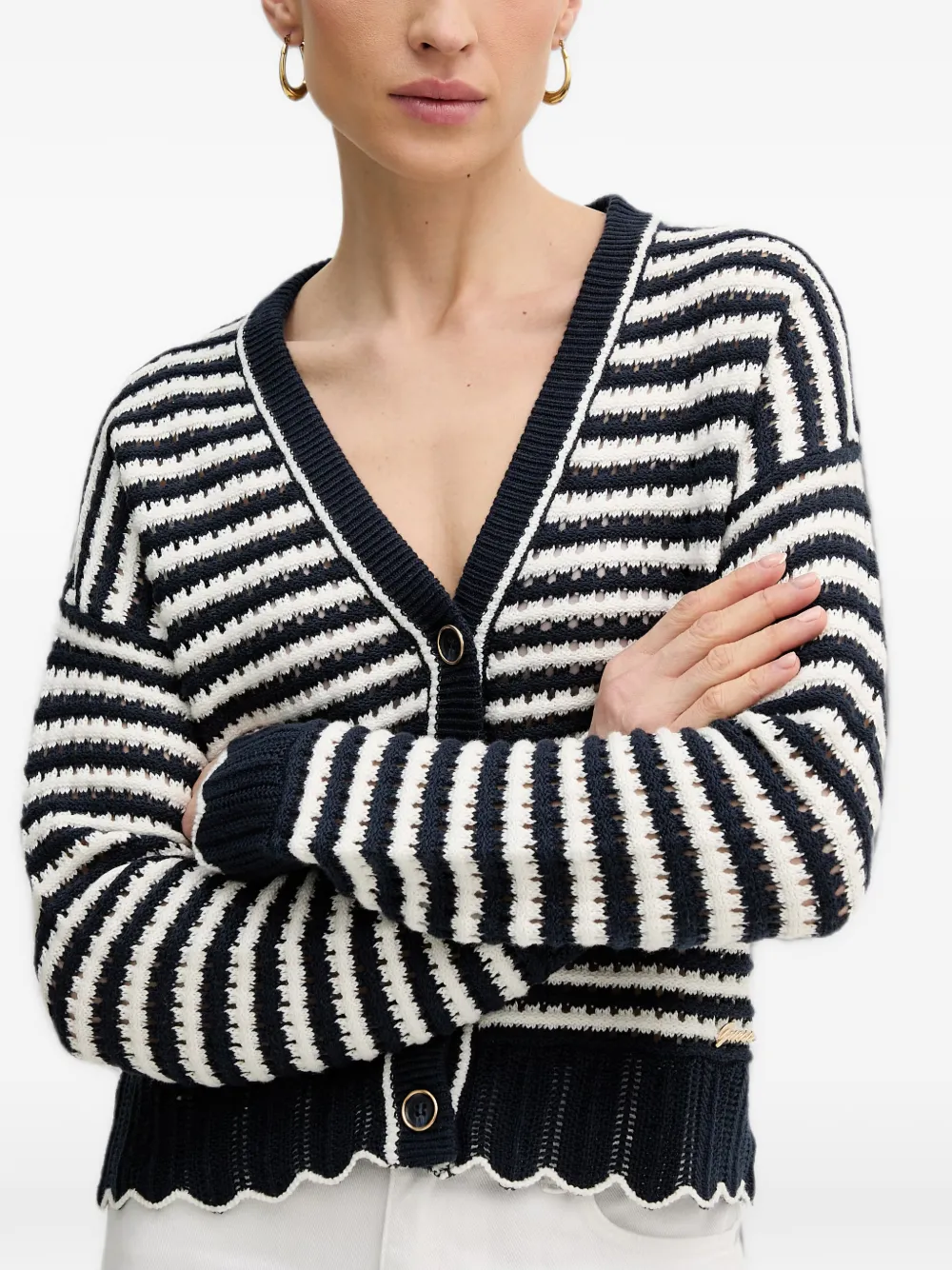 GUESS USA Gestreept vest met gewelfde zoom Blauw