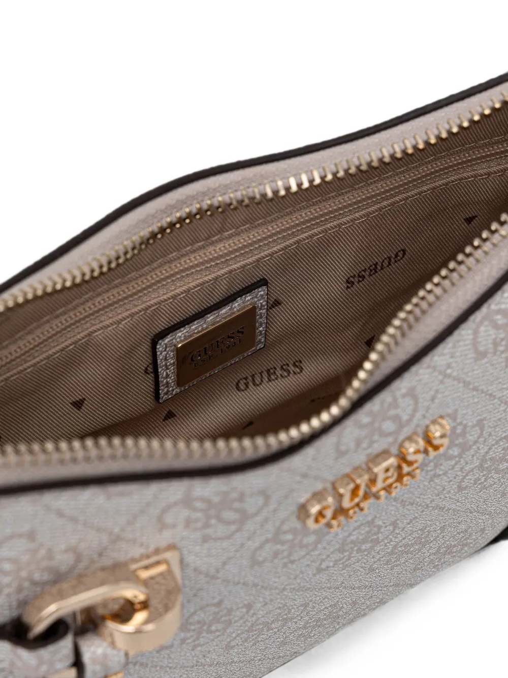 GUESS USA Leona schoudertas met logoprint en gespdetail Grijs