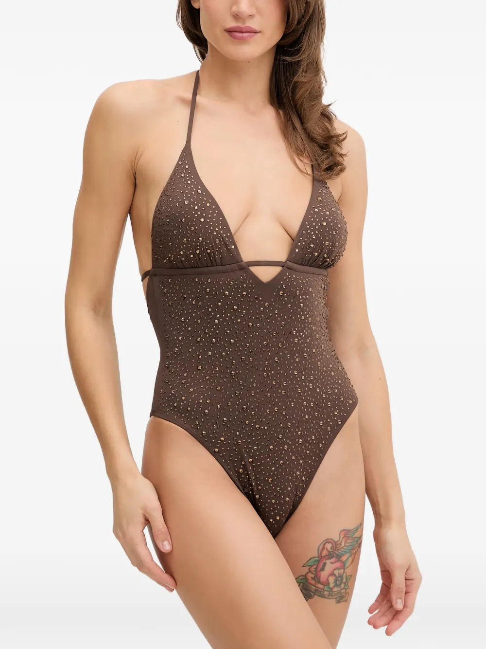 GUESS USA rhinestones one-piece swimsuit - Braun