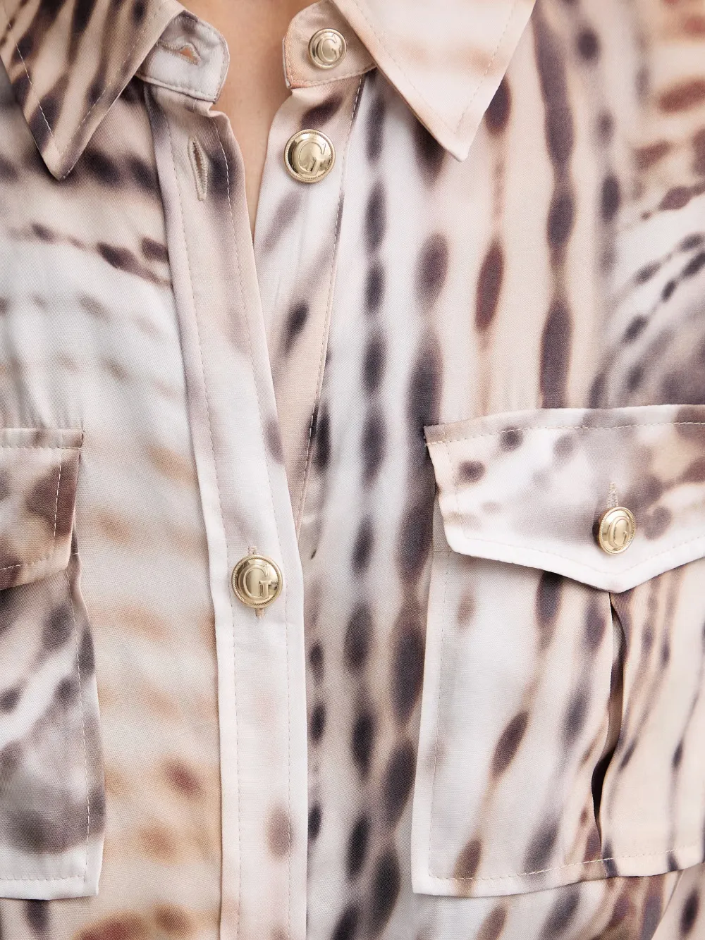 GUESS USA Blouse met abstracte print Beige
